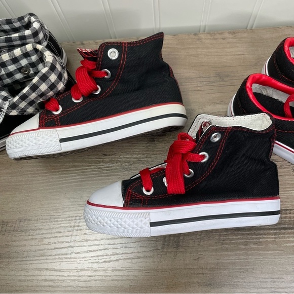 Kids sz 7 Toddler Black, White and Red Canvas Sneaker Bundle of 3 Everyday use - Picture 5 of 15